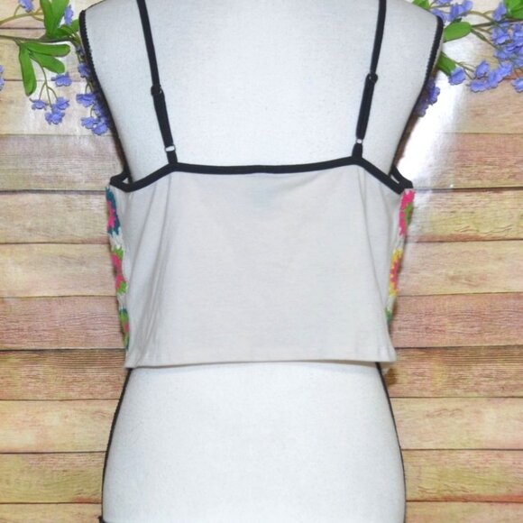 Wild Fable Women's XL Granny Squares Knit Floral Crochet Crop Tank Top Cute Boho - Picture 6 of 9